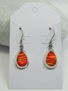 Orange Fire opal teardrop earrings